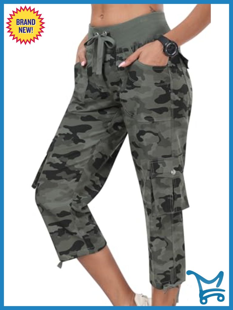 Womens Capris With Pockets Loose Fit Casual Lightweight Baggy Cargo Pants For